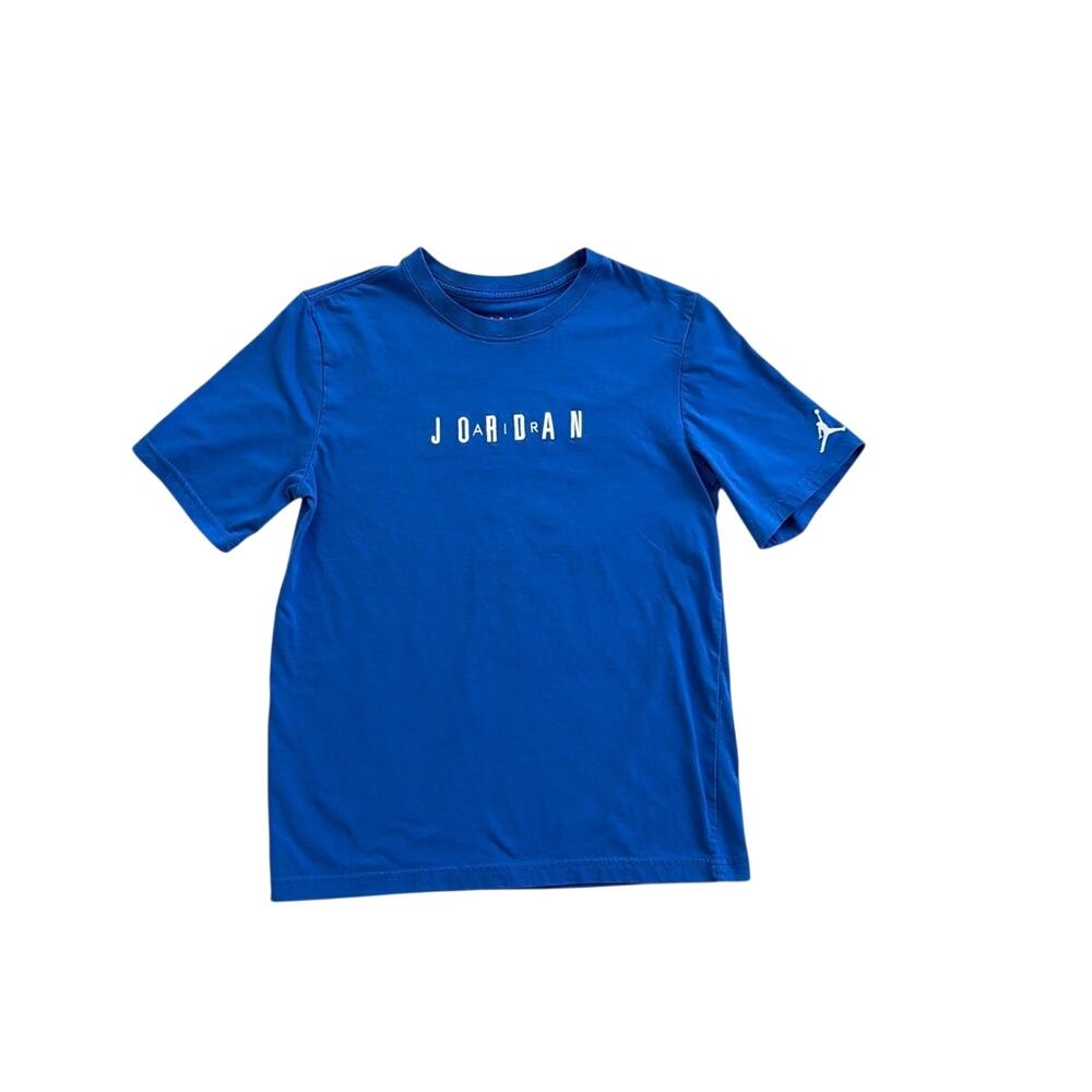Jordan Jumpman Blue White Embroidered Logo Tee Shirt Youth Large 12/13